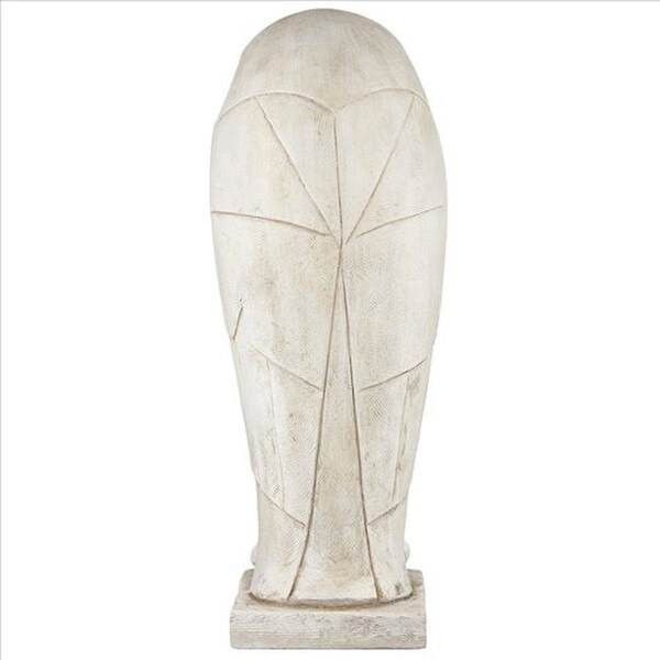 Back view Polar Owl Sentinel Art Deco Cubist Bird Statue Garden Sculptures
